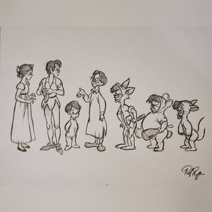 Disney Peter Pan Character Sheet Drawing/Sketch animation signed art Lost Boys